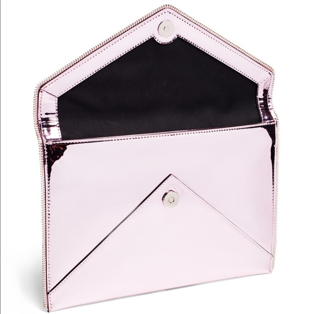 Rebecca Minkoff Leo Mirror Pink Metallic Clutch - Picture 3 of 14